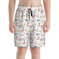 thumbnail image 2 of Cauagu Summer Floral Print Swim Trunks for Men,Youth Boys Swim Shorts Compression Liner Beach Shorts Boys' Swimming Shorts 7-20 Years Bathing Suit-Small, 2 of 7