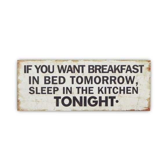 Contemporary Home Living 23.75" Ivory and Black "BREAKFAST IN BED" Wall Sign