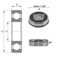 thumbnail image 4 of Unique Bargains 6201NR2RS Roulements à Billes Rainures Profondes 12x32x10mm P5 Double Joint en Caoutchouc Roulements Lubrifiés 1 Pce Roue de Scooter Planche à Roulettes Universelle Ton Argent Noir, 4 of 6