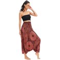 thumbnail image 2 of Combinaison Pantalon Bohème Harem pour Femmes 2 en 1 en Rayonne à Taille Smockée, 2 of 6