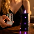 thumbnail image 4 of Spooky Glow Flameless Candle Summerween Lights, Flickering LED Fairy String Pillars For Gothic Party Nightstand Decor, Purple, 2 Pack, 4 of 5