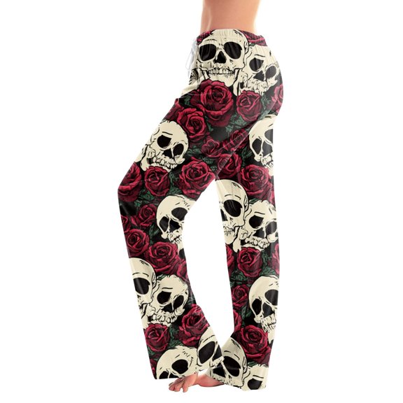 Hearthz Halloween Funny Graphic Womens Pajama Pants Elastic Drawstring Wide Leg Women's Lounge Pants Casual Soft Halloween Womens Sleep Pants