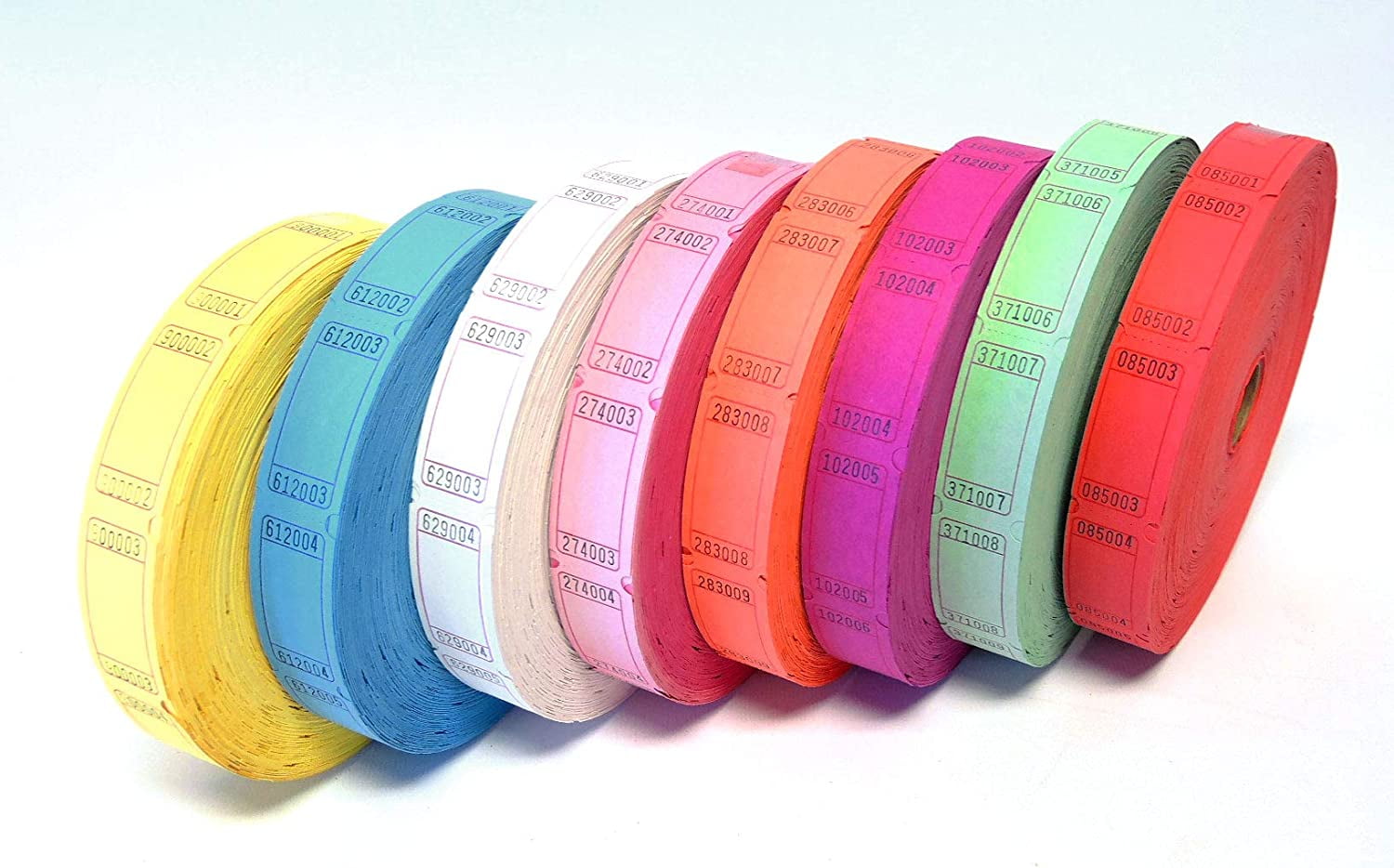 8 Pack Blank Roll Tickets - 2000 Blank Tickets per roll, (16,000) Raffle, Carnival, Auction, Fundraiser, Bingo or Drink Tickets, Assorted Colors