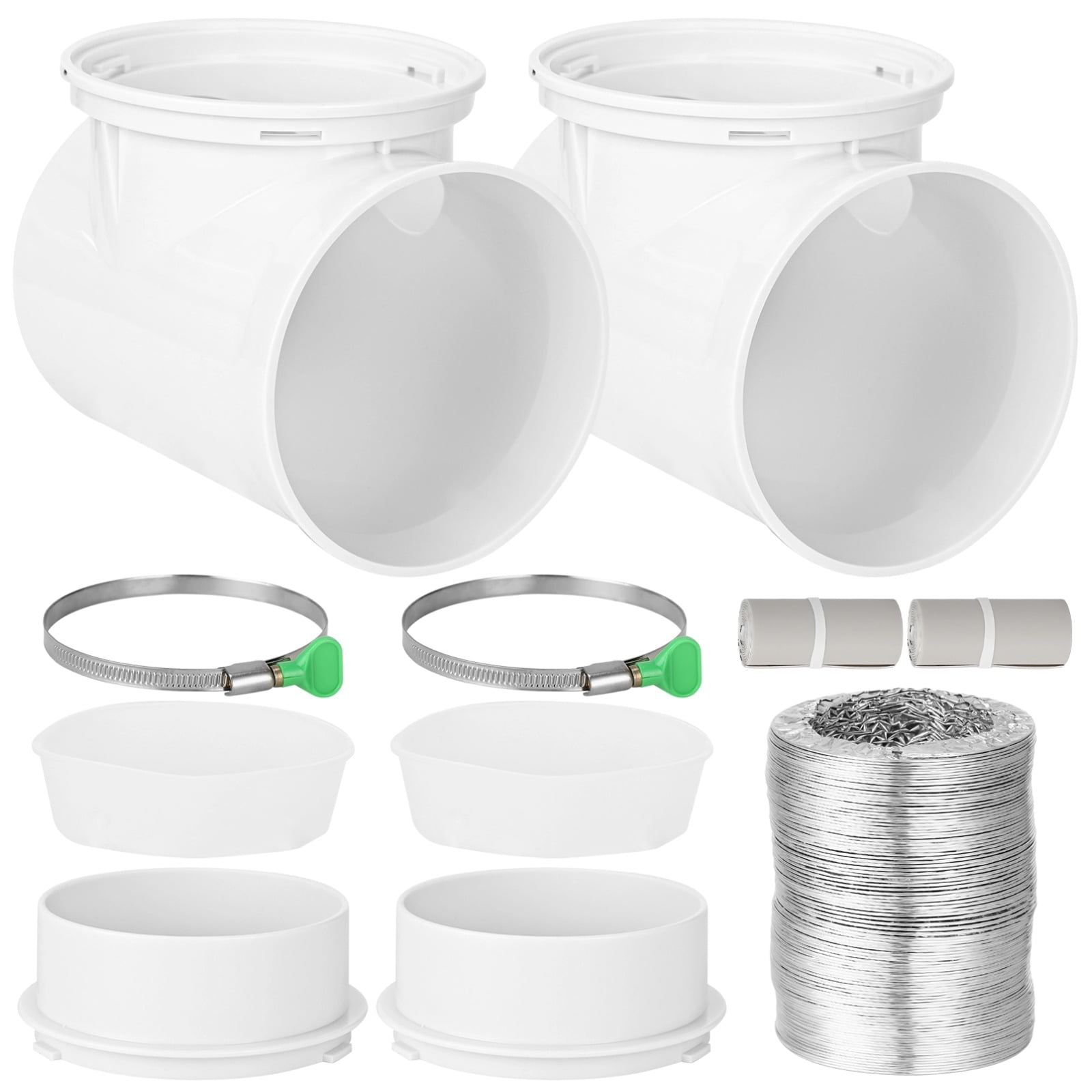 Dryer Vent Hose Kit with 90 Degree Elbow, Includes 9.8ft Aluminum Foil Hose, Connectors, Clamps, Sealing Rings & Tapes, Dryer Vent Connector Kit