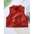 thumbnail image 3 of Nyeemya Kids Girls Shiny Metallic Vest Sleeveless Turtleneck Crop Top Gymnastic Cropped Shirts Ballet Dance Tops Red 12, 3 of 7