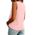 thumbnail image 2 of Women V Neck Ruffle Hem Tank Top Sleeveless Flowy Peplum Blouse Casual Pink L, 2 of 7