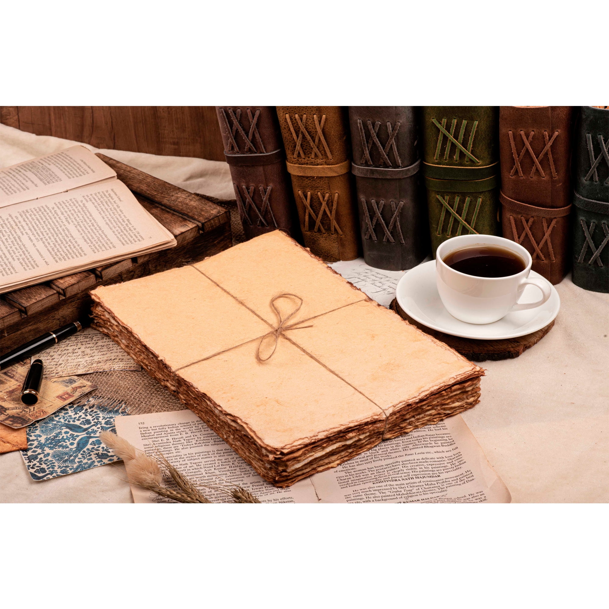Leather Village - Handmade Cotton Watercolor Paper - 8 x 6 - 200 GSM - Vintage