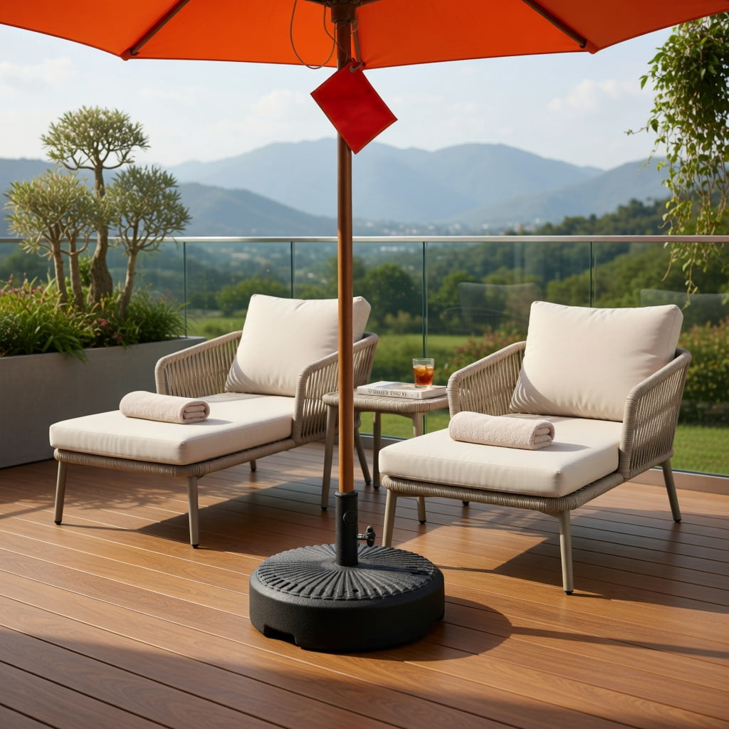 Resenkos Outdoor Umbrella Base, 18 Inch Fillable Heavy-Duty Round Umbrella Base Stand, Black