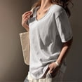 thumbnail image 6 of Helii Light Blue Womens Tops Women's V Neck Half Sleeve Solid Casual Loose Fit Basic T-Shirt Top for Women, 6 of 6