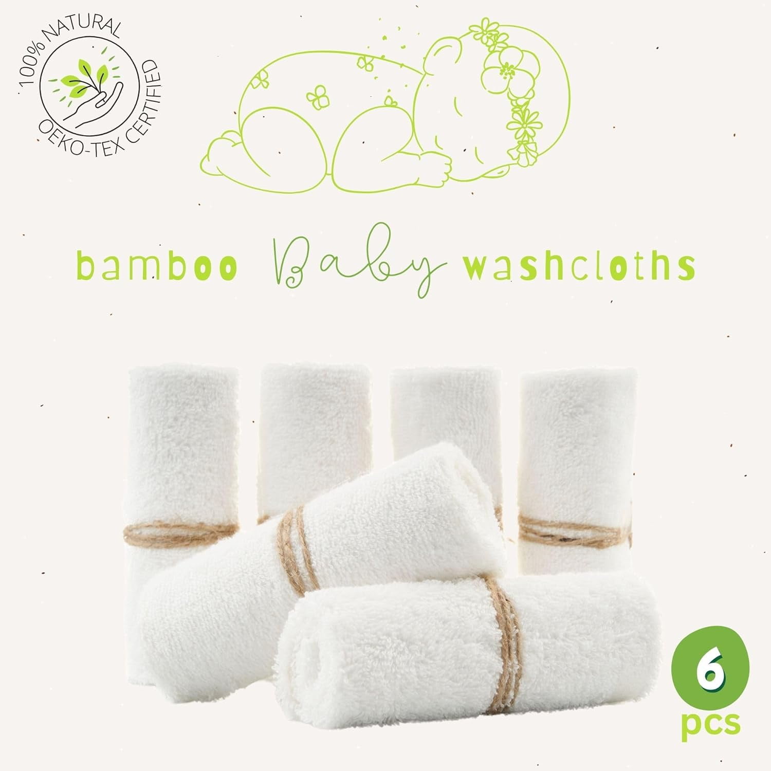 Homy Textiles Ultra-Soft Bamboo Baby Washcloths, Flannel Towels (25x25cm), Gentle on Sensitive Skin, Absorbent & Durable, Pack of 25