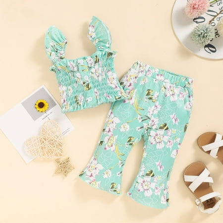 

Hunpta Summer Toddler Girls Sleeveless Floral Prints Vest Tops Pants Outfits