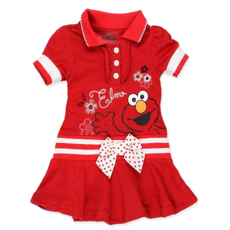 Sesame Street Elmo Baby Toddler Girls Knit Polo Dress with Collar 8SE5404
