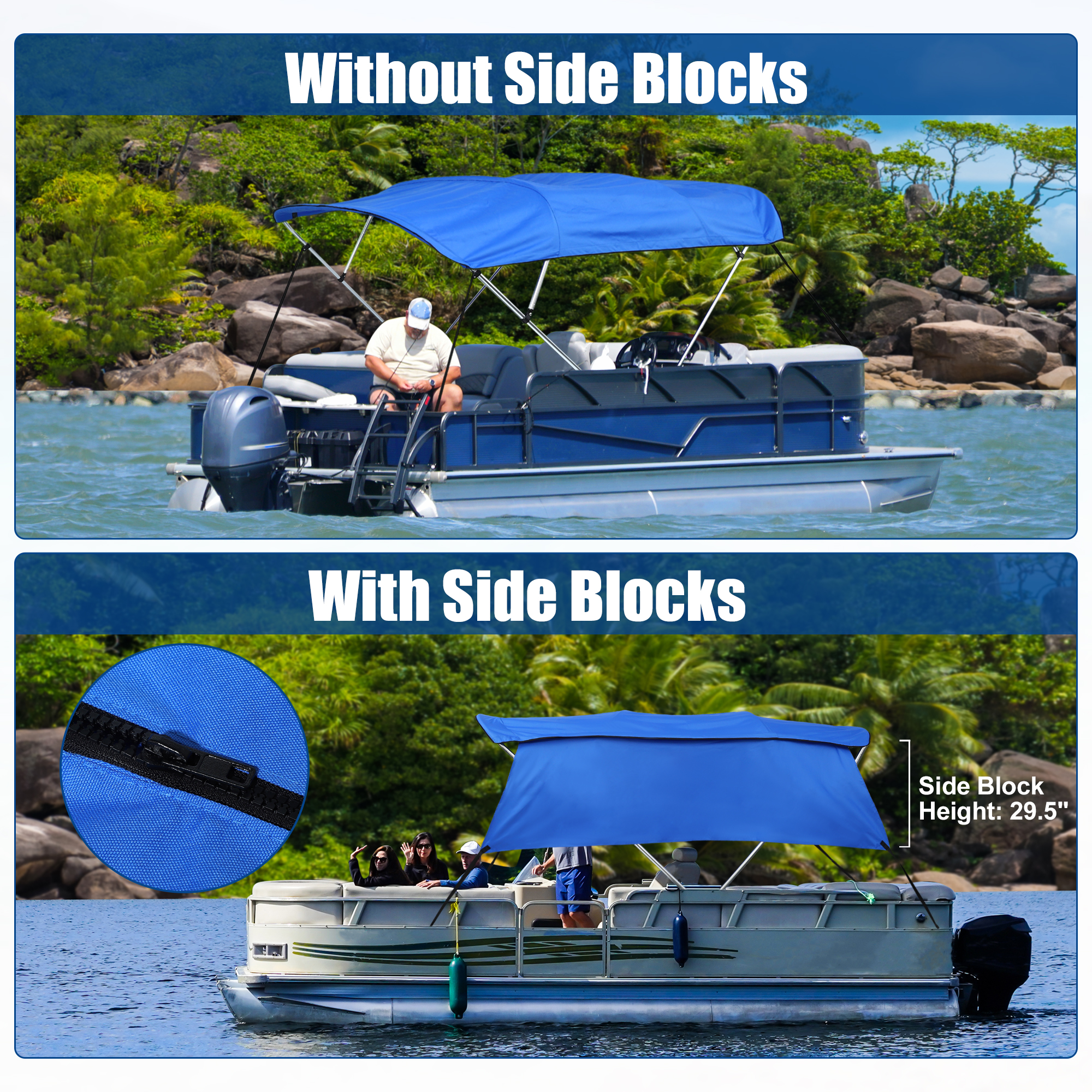 Unique Bargains 4Bow 8'Lx54"Hx91"-96"W Bimini Top Canvas