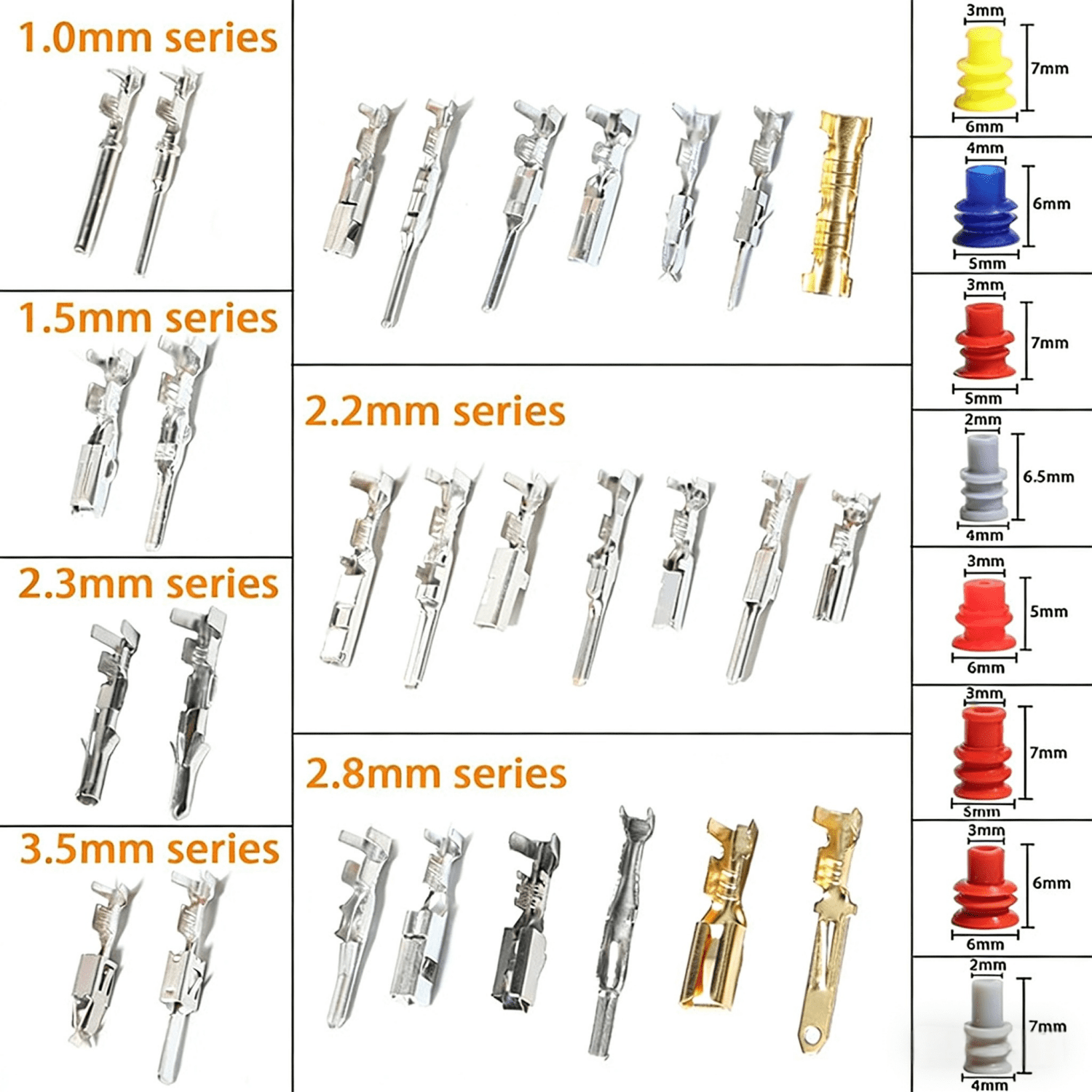 969PCS Pin Connector Kit, Car Electrical Wire Connectors Terminal Pins, 28Type 1/1.5/1.8/2.2/2.8/3.5mm Male & Female Wire Terminal Removal Tool, Non Insulated Crimp Pins for Motorcycle ATV