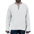 thumbnail image 2 of HAXMNOU Men Vintage Tunic Tops Shirt Viking Lace Up Jumper Long Sleeved Blouse White XXXL, 2 of 4