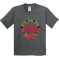 thumbnail image 3 of Inktastic Merry Christmas Wreath with Red Bow and Ornaments Youth T-Shirt, 3 of 5