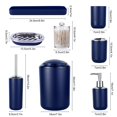 thumbnail image 2 of Navy Blue Bathroom Accessories Set of 9, Blue Bathroom Set with Trash Can, Soap Dispenser, Toothbrush Holder, Toothbrush Cup, Soap Dish, Toilet Brush, Tray and Q-tip Holders for Bathroom, 2 of 7