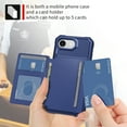 thumbnail image 2 of Allytechgroup Rugged Case for iPhone 16e Support Magnetic Car Mount, Premium PU Leather Flip Card Cash Holder Pocket Shockproof Anti-Fall Back Case for iPhone 16e, Darkblue, 2 of 5