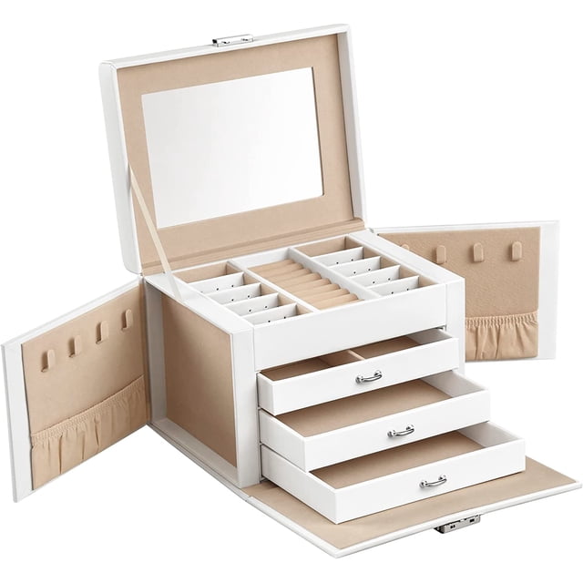SONGMICS Organizador de Joyas con Espejo y Cerradura 4 Niveles