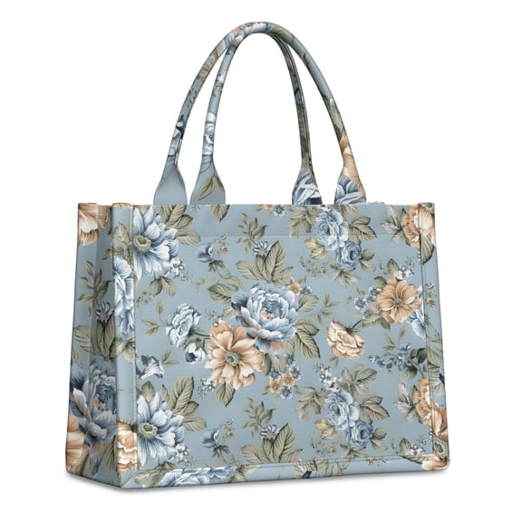 Large Capacity Tote Bag,Pioneer Flower Floral Print Pattern Handbag Fashion Luxury Tote Bag,15.7"x13"x 5.1" Inches,Laptop Compatible