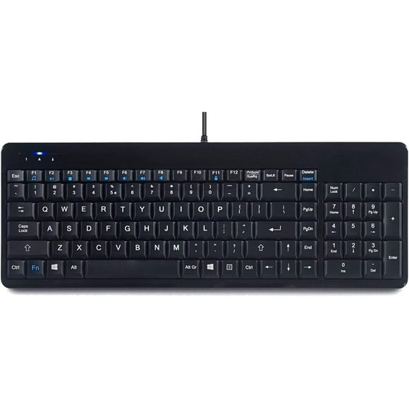 PERIBOARD-220H US, Wired Compact USB Keyboard with 2 Hubs - Build-in Numeric Keypad - Black - US English Layout