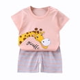 thumbnail image 2 of Shldybc Toddler Baby Boys Clothes Set Cartoon Print Pattern Short Sleeve T-Shirt Top Solid Short Pants Summer OutfitsSummer Savings Clearance, 2 of 3
