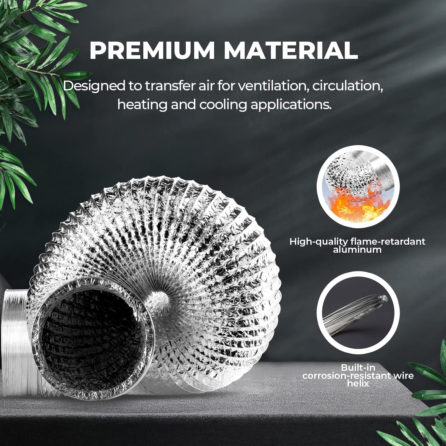 iPower 12 inch 25 Feet Non-Insulated Flex Air Aluminum Dryer Vent Hose HVAC Ducting, Silver