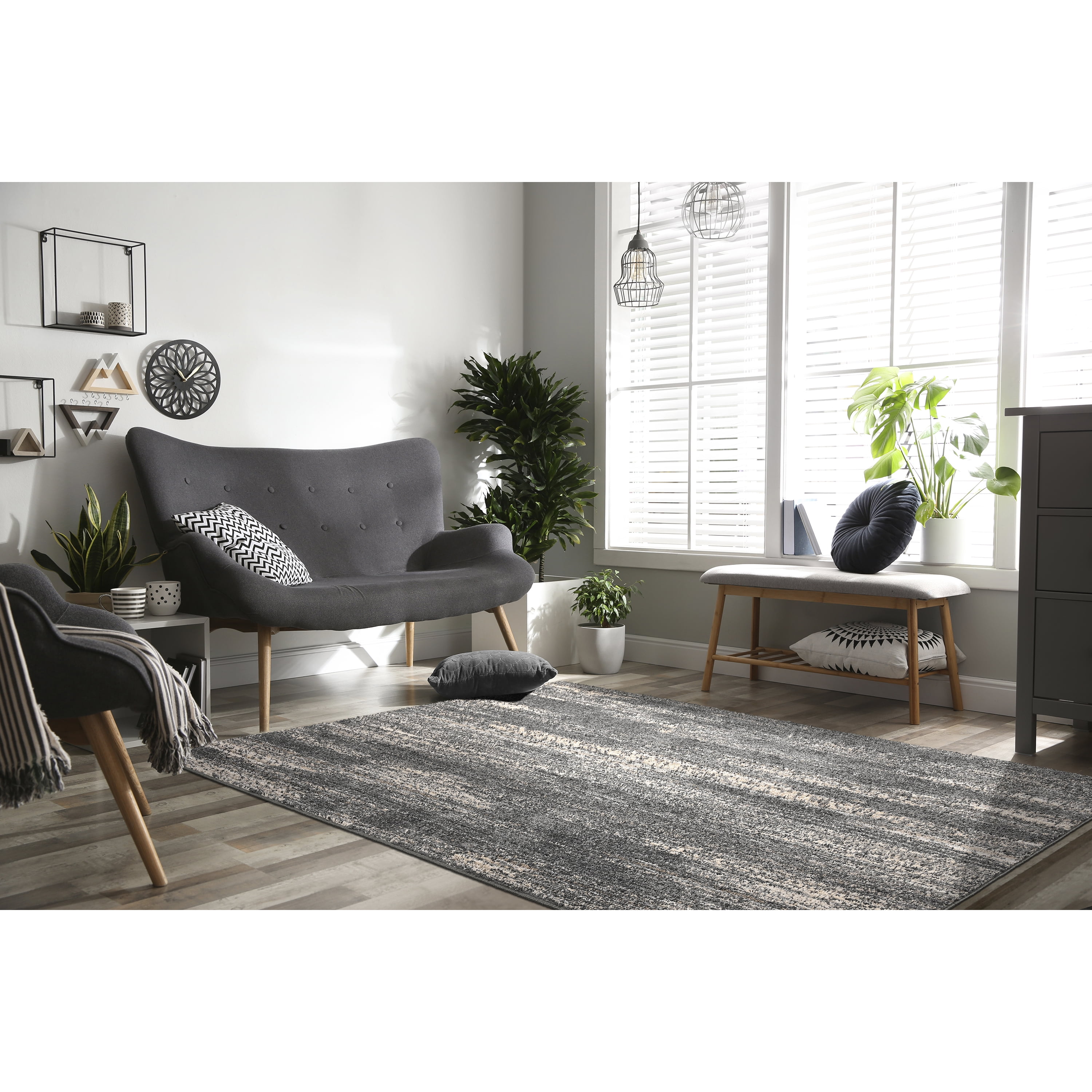 Mainstays Jasper Gray Abstract Indoor Area Rug, 5' x 7'
