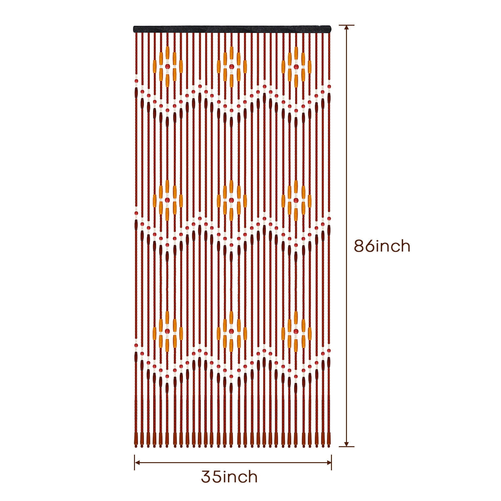 ANMINY Wooden Bead Door Curtain String Bohemian Bamboo Room Divider Home Decor 35x86in, Wave, 31 strands