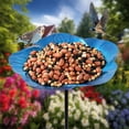 thumbnail image 2 of Attract Wild Nature Your Courtyard with Floral Bird Feeder, Vintage Iron Waterer | Ground Mounted Ornament (25.6x9.4 Inch Iron) for Outdoor Garden Wildlife Observation, 2 of 5