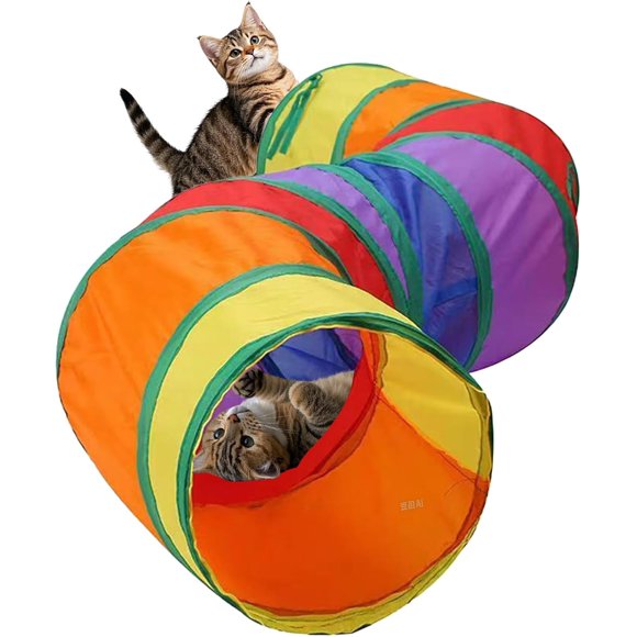 shiyou-Rainbow Cat Tunnel - Colorful, Durable & Interactive, Ideal for Cats' Indoor Play, Exercise and Hideaway, A Great Toy for Feline Friends (Type S)