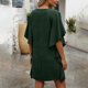 thumbnail image 4 of Mujeres manga corta vestidos de verano cuello en V sólido Batwing manga suelta cambio longitud de rodilla casual cómodo vestido corto de manga larga para mujeres, 4 of 6