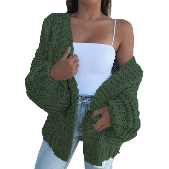 Odeerbi Winter Cardigan Sweaters For Women Fashion 2025 Casual Long Sleeve Warm Sweater Green