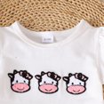 thumbnail image 6 of Toddler Baby Girl Outfits Summer Clothes Set Cow Embroidery Print Ruffle Top and Cow Print Shorts Set Cute Pattern Printed Outfits 2-3 Years, 6 of 7