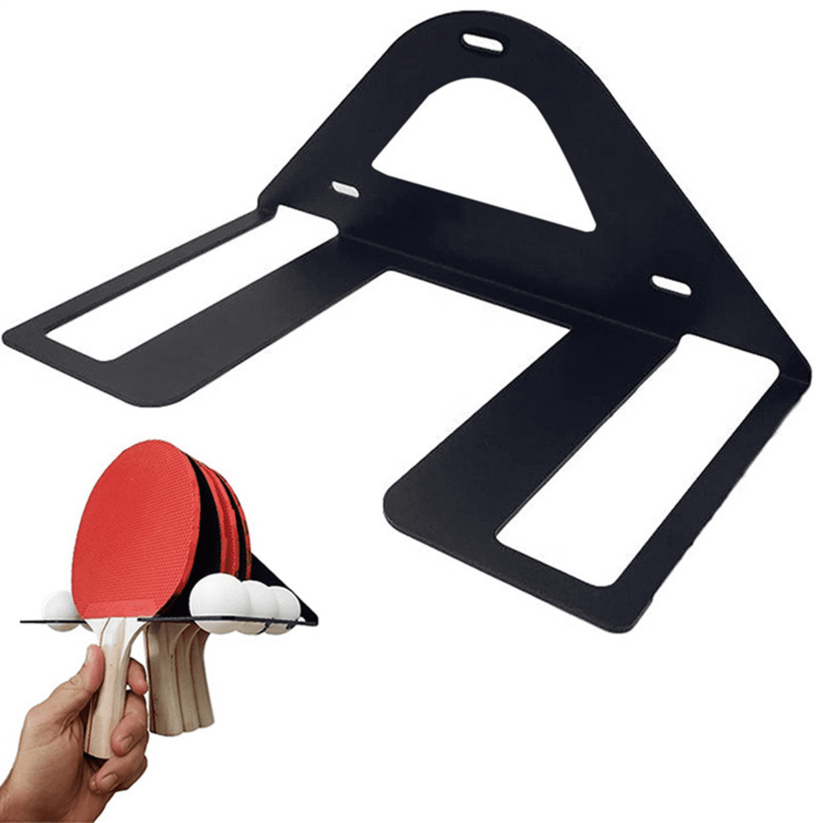 2X Table Tennis Paddle Holder, Pings Ball Holder - Table Tennis Racket Display Stand with Ball Holder Shelf