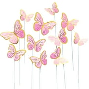 50 pieces Iron Wire DIY Designs Dessert Decoration Celebrate Birthday Fairy Cake Decorating Insert Cards Baking Accessories Cake Plugin PINK C