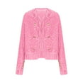 thumbnail image 4 of AUNVITO Women's Short Tweed Jacket Fringe Long Sleeves with Gold Double-Breasted Elegant and Exquisite Style Coat, 4 of 6