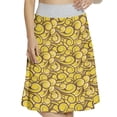 thumbnail image 1 of Women's Yellow and Brown Retro Swirls Curvy A-line Printed Skirt Casual Wear, XL, Chocolate Khaki, by Ambesonne, 1 of 6