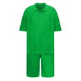 thumbnail image 3 of TIMIFIS Men's 2 Piece Short Outfits Set Summer Shirts and Ensembles Shorts Mode Décontractée Couleur Unie Fermeture Éclair Short Manche Col Rabattu - Automne, 3 of 6