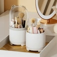 thumbnail image 2 of Desktop Makeup Brush Holder Organizer Lidded Rotating Makeup Brushes Container, 2 of 9