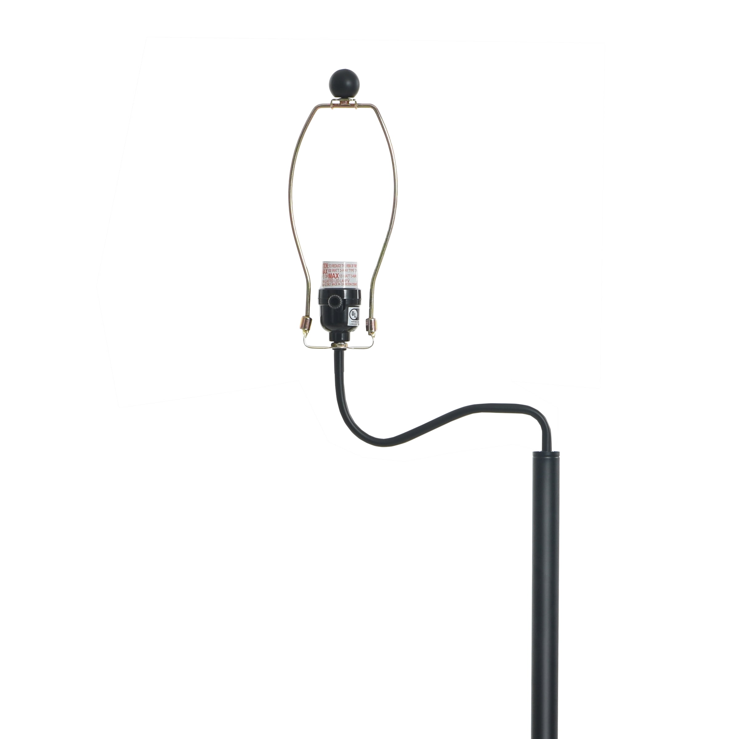 Mainstays Glass End Table Floor Lamp with White Shade, Matte Black, 17"L x 17"W x 54"H