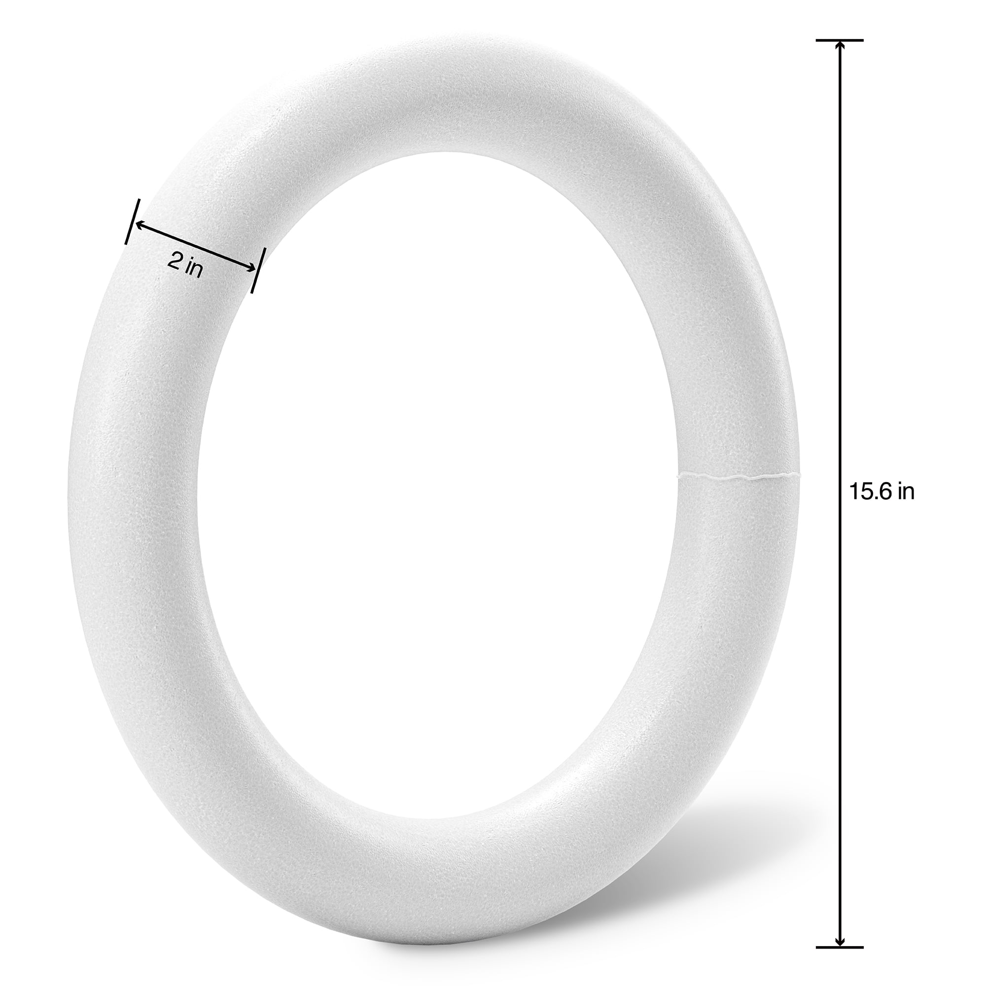 Floracraft White 16"  CraftFōM Extruded Wreath - Decorative Foam for DIY Decoration, Weddings, Birthdays, and Parties - Bulk 8 Pack