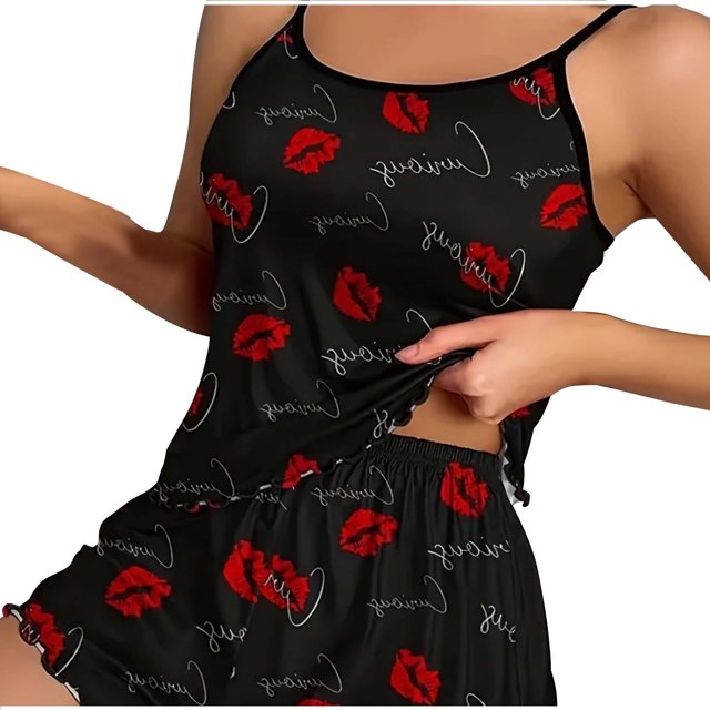 Mujeres Pantalones Cortos Casual, Impresión Elástica de la Cintura Pantalones Cortos Conjunto, Moda Verano Dos Piezas de Poliéster Traje