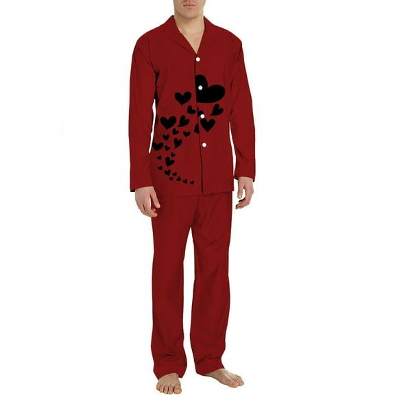 uublik Mens Pajamas Set Long Sleeve 2 PCS Sleepwear Button Down Soft Loungewear Set Pj Set with Pockets, Multicolor