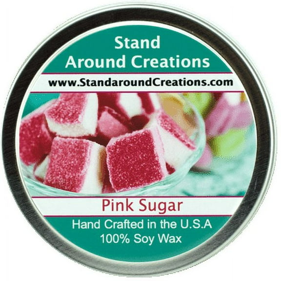 PINK SUGAR TIN 6-OZ. ALL NATURAL SOY CANDLE