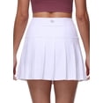 thumbnail image 4 of Pdbokew Women's Pleated Tennis Skirt Golf Skirt Athletic High-Waisted Belted Pocket Lined Shorts Fitness White L, 4 of 7
