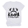 thumbnail image 1 of Gibobby Blusa Casual Para Mujer Camiseta de manga corta con cuello redondo y estampado de para mujer O Holy Night（Blanco， S), 1 of 3