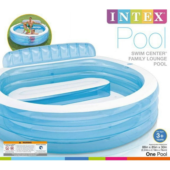Intex Swim Center Inflatable Family Lounge Pool, 88" X 85" X 30", for Ages 3 