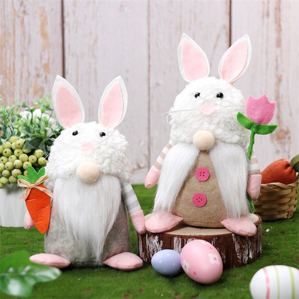 Xihbxyly Decoración de Muñeca de Pascua, Diseño de Conejito Sin Rostro, Adorable Artesanía de Tela, Perfecta para Decorar El Hogar En Pascua, Divertido Regalo Navideño, Tamaño 23 X 12 X 9 Cm, Añade U