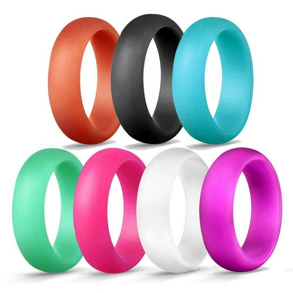 Jinswick 7Pcs 5.7mm Women's Silicone Rings Stretchy Comfort Sport Rings US Size 4-10 - Multicolor, US Size8